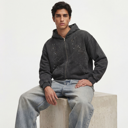 Galaxy Rhinestone Zip Hoodie