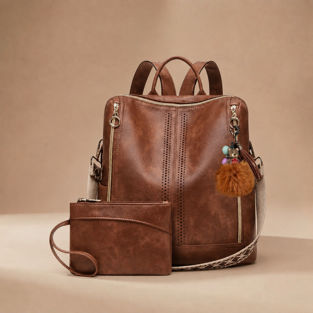 Mochila Sira: Convertible 2 en 1 en Piel + Cartera de Regalo