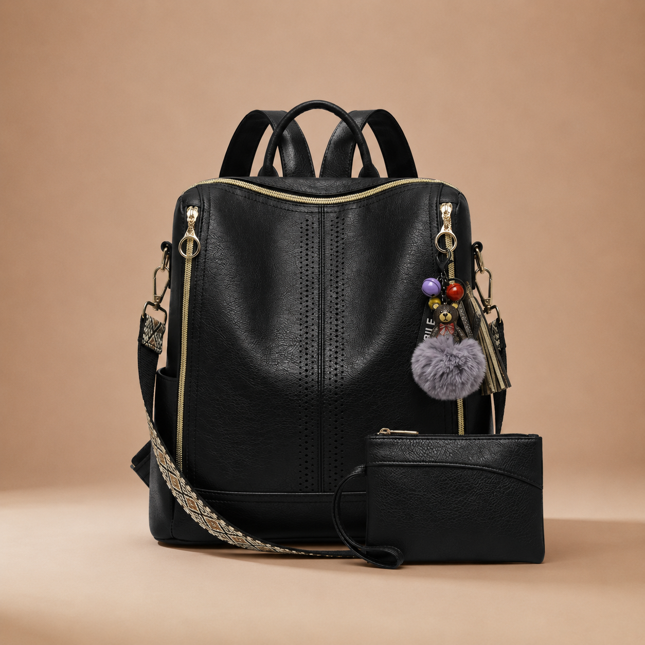 Mochila Sira: Convertible 2 en 1 en Piel + Cartera de Regalo