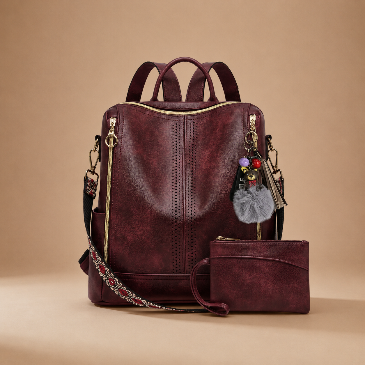 Mochila Sira: Convertible 2 en 1 en Piel + Cartera de Regalo